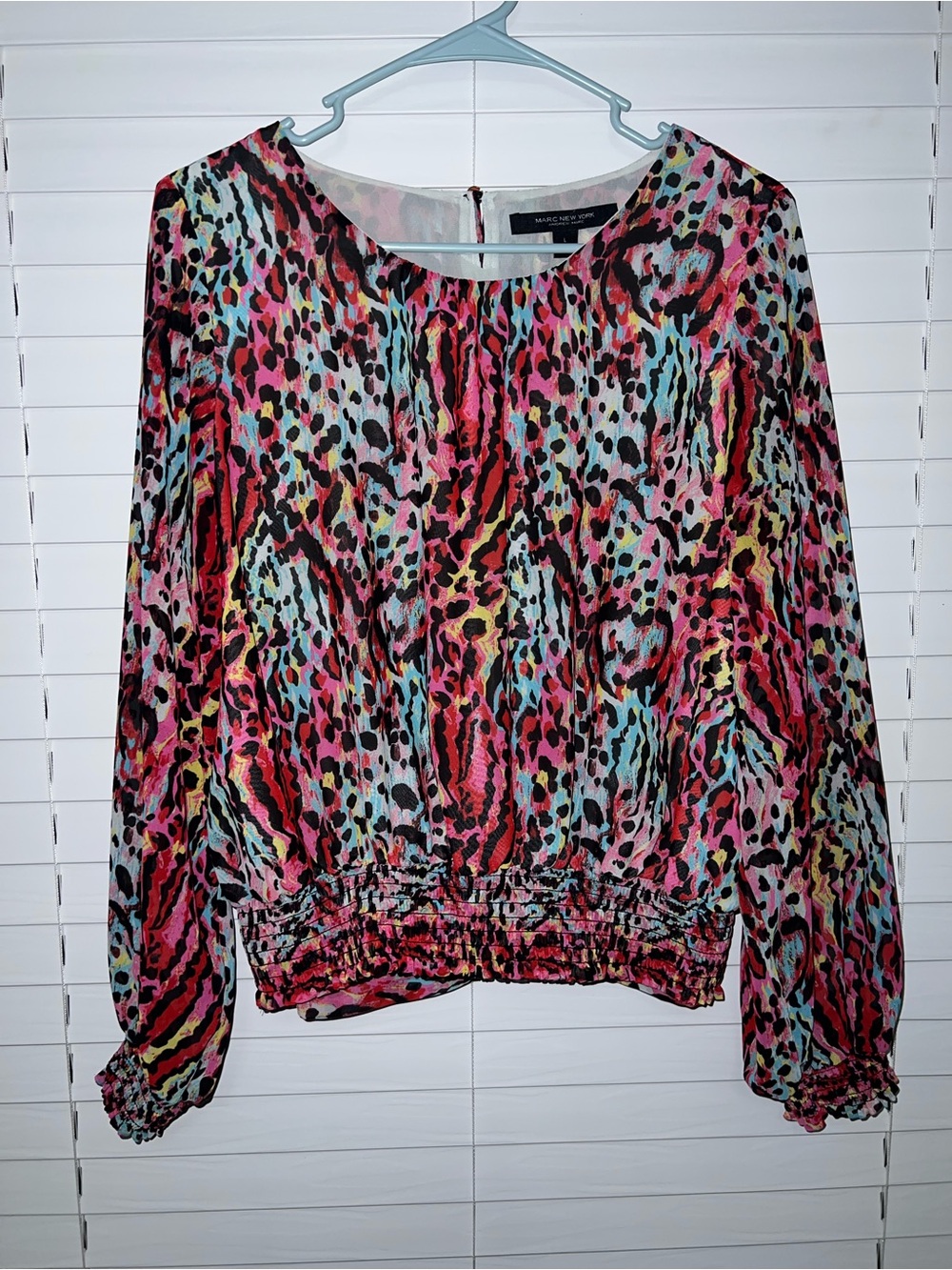 Marc New York Vibrant Multicolor Animal-Print Long Sleeve Top